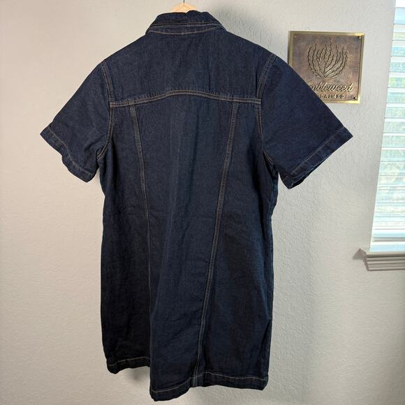 Women's Blank NYC Denim Blue Jean Short Sleeve Zip Front Dress Size XL NEW - Picture 7 of 8